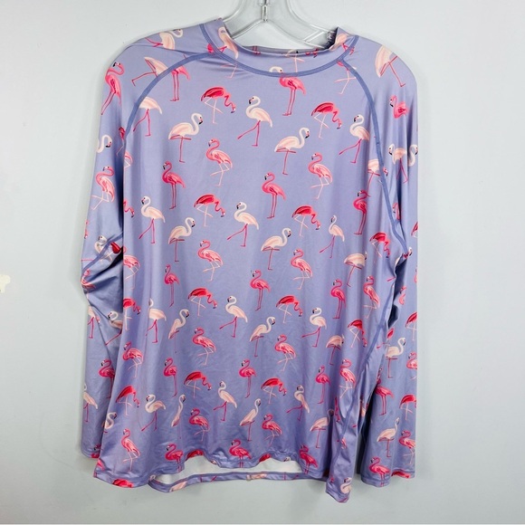 Athlio Size XL Flamingo Rash Guard Sun Long Sleeve Lavender Shirt Swim SIB - Picture 1 of 6
